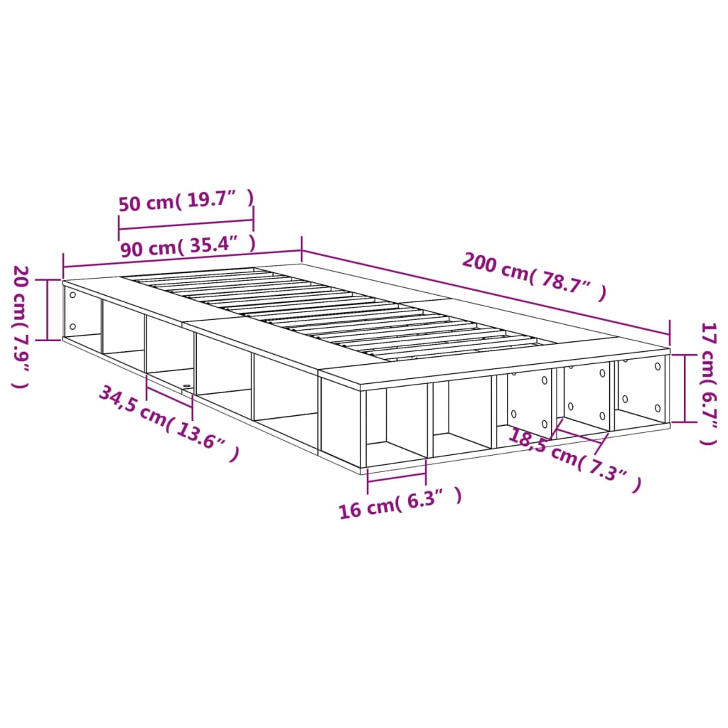 Bed Frame without Mattress White 90x200 cm