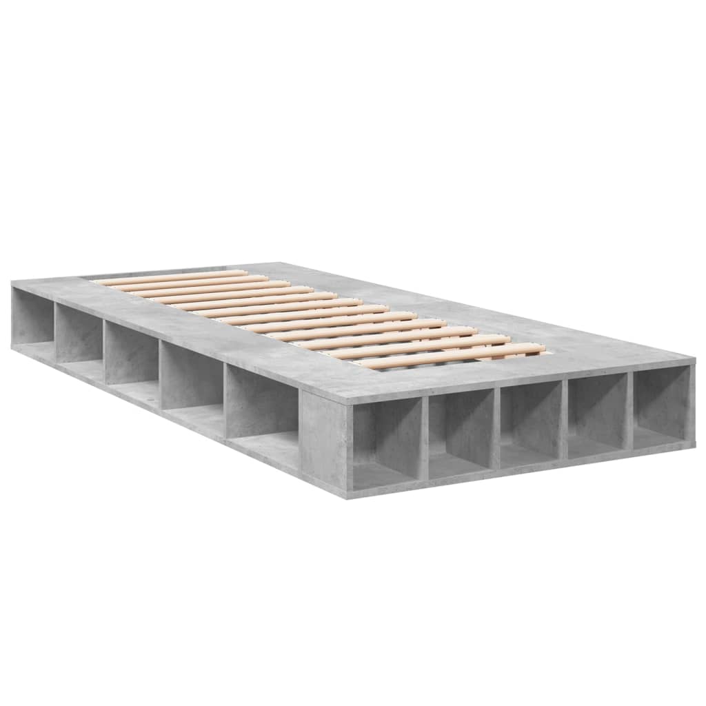 Bed Frame without Mattress Concrete Grey 75x190 cm Small Single