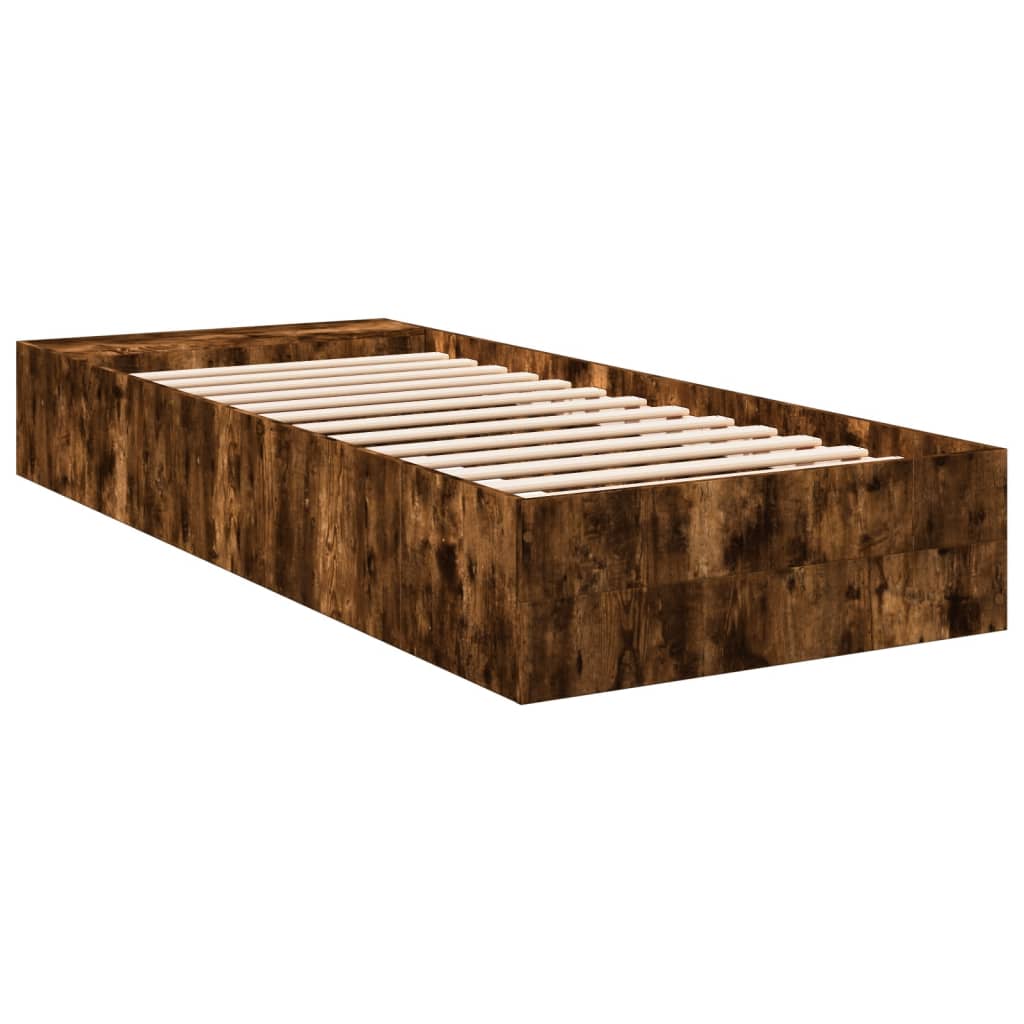 Bed Frame without Mattress Smoked Oak 90x190 cm Single