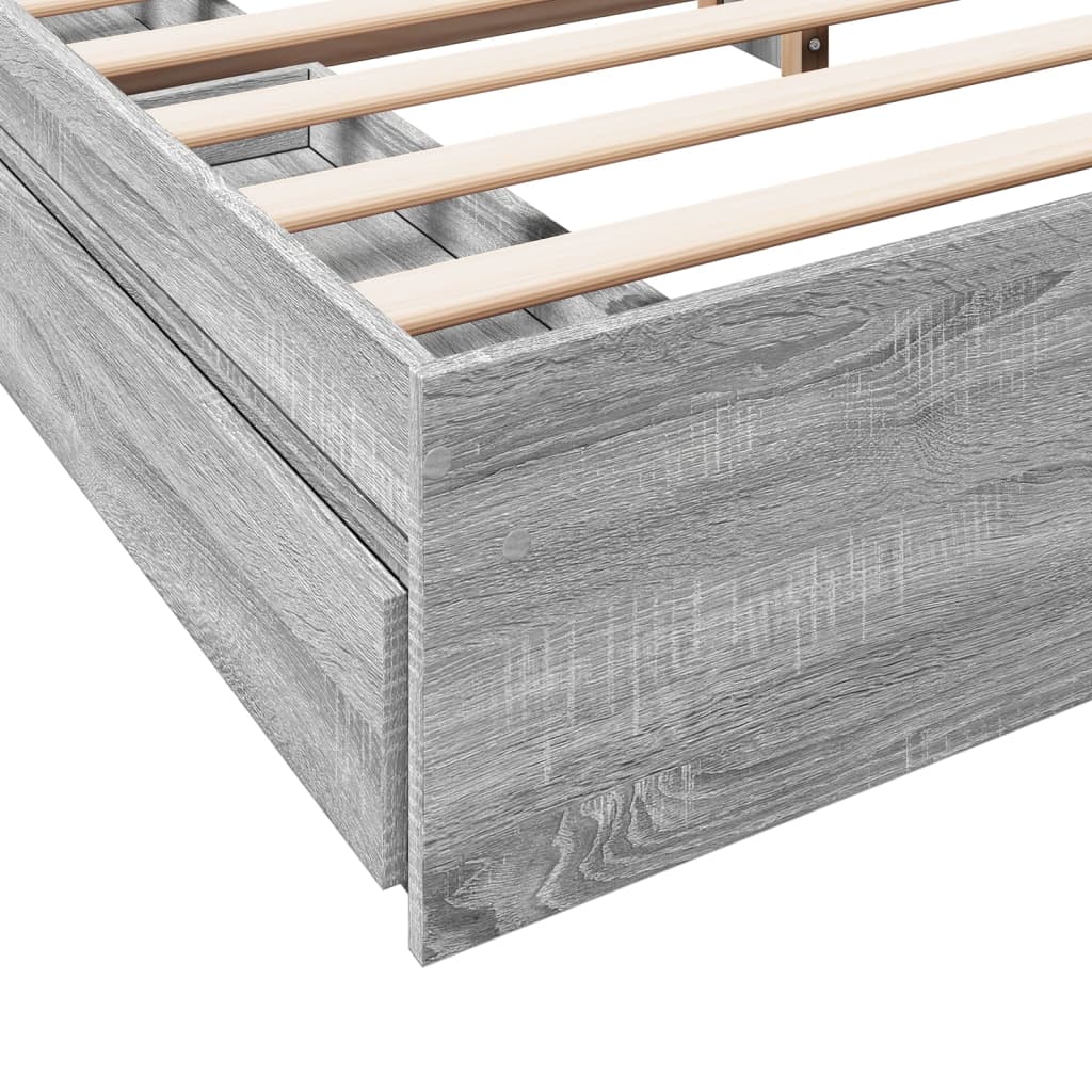 Bed Frame with Drawers without Mattress Grey Sonoma 200x200 cm