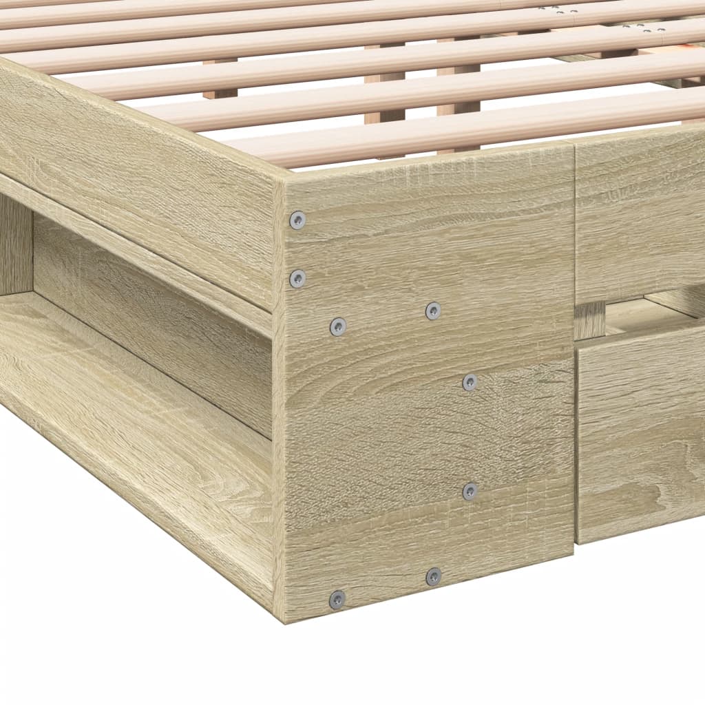 Bed Frame with Drawers without Mattress Sonoma Oak 150x200 cm King Size