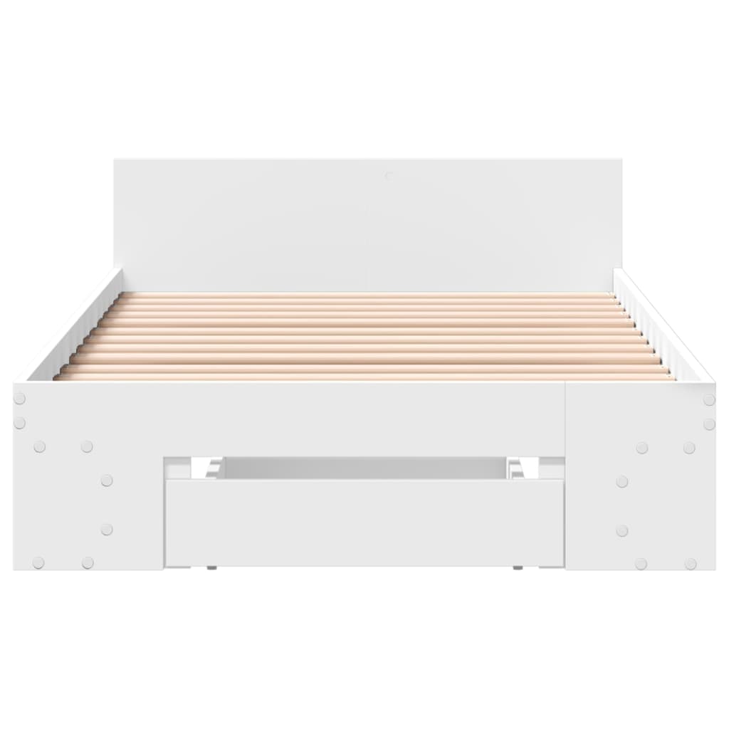 Bed Frame with Drawer without Mattress White 90x200 cm