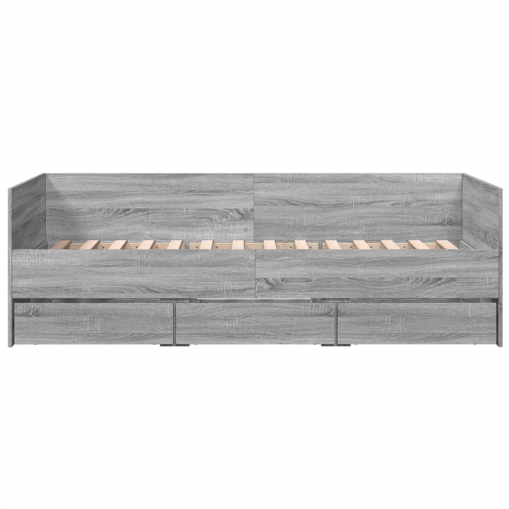 Daybed with Drawers without Mattress Grey Sonoma 100x200 cm