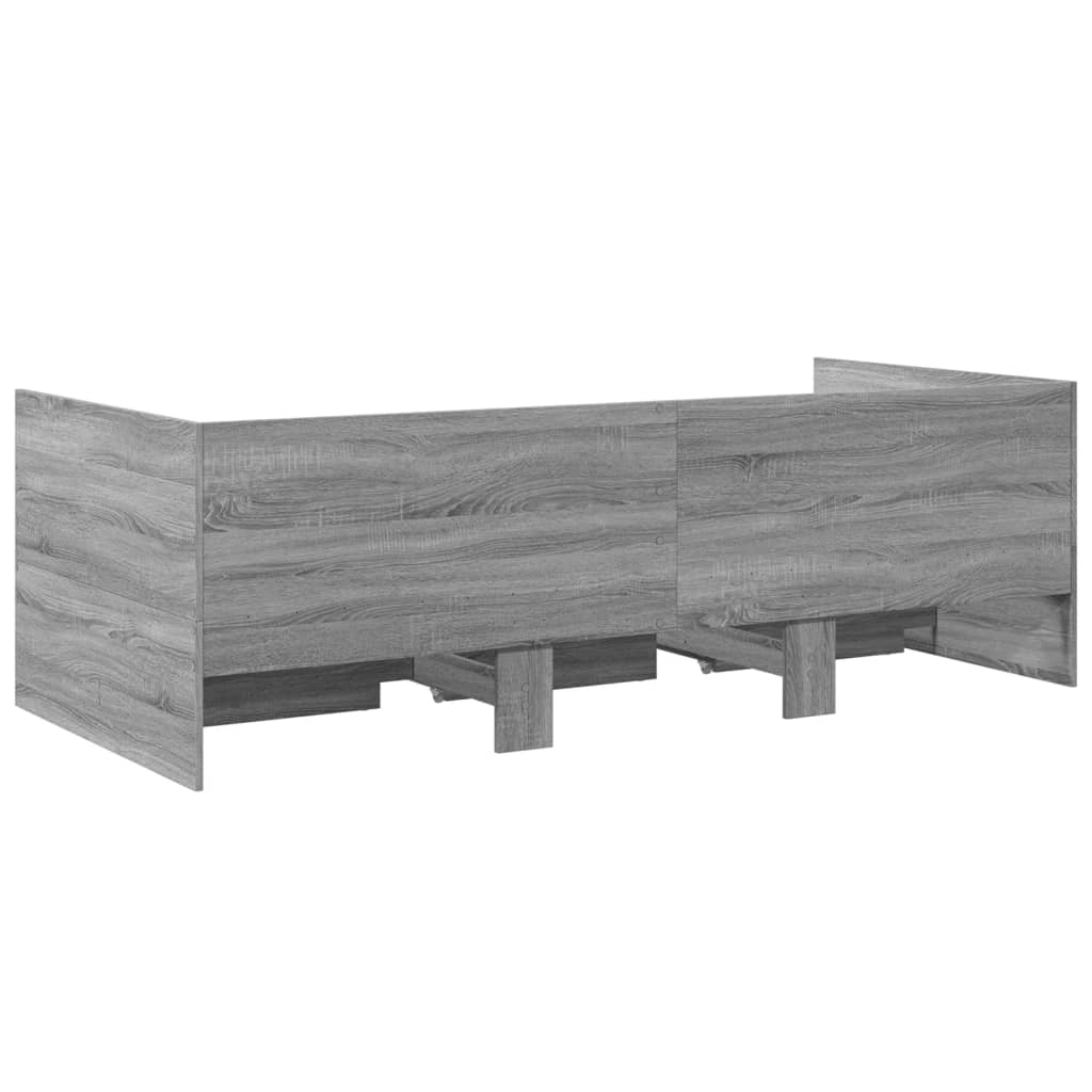 Daybed with Drawers without Mattress Grey Sonoma 100x200 cm
