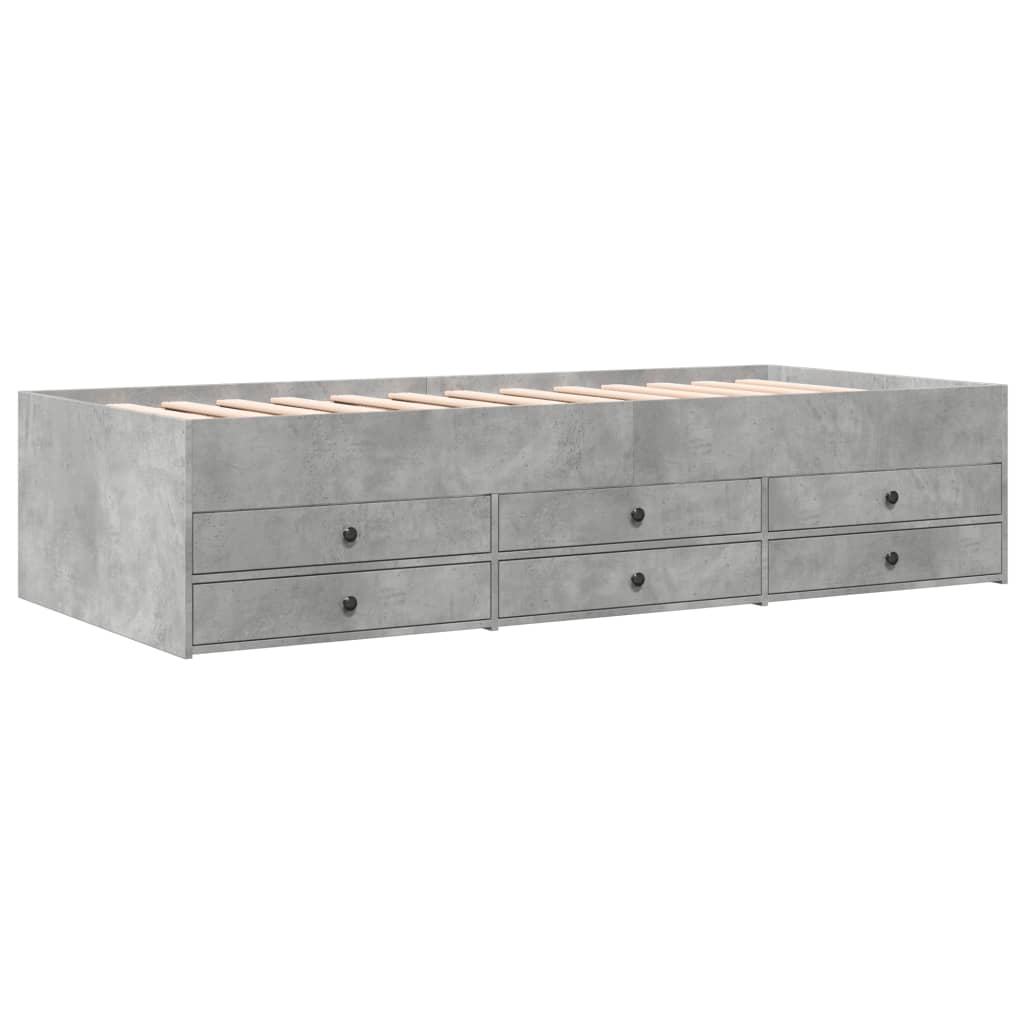 Daybed with Drawers without Mattress Concrete Grey 90x200 cm