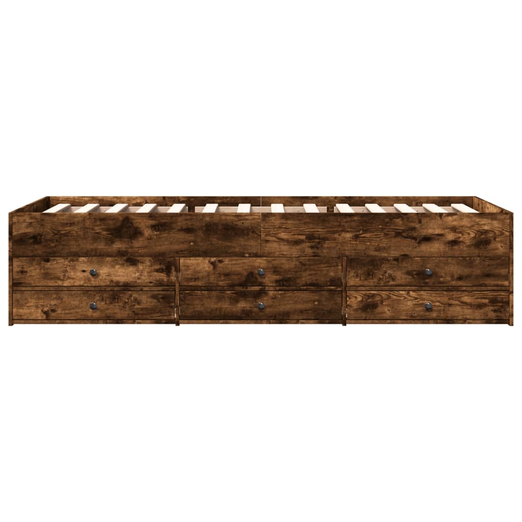 Daybed with Drawers without Mattress Smoked Oak 75x190 cm Small Single