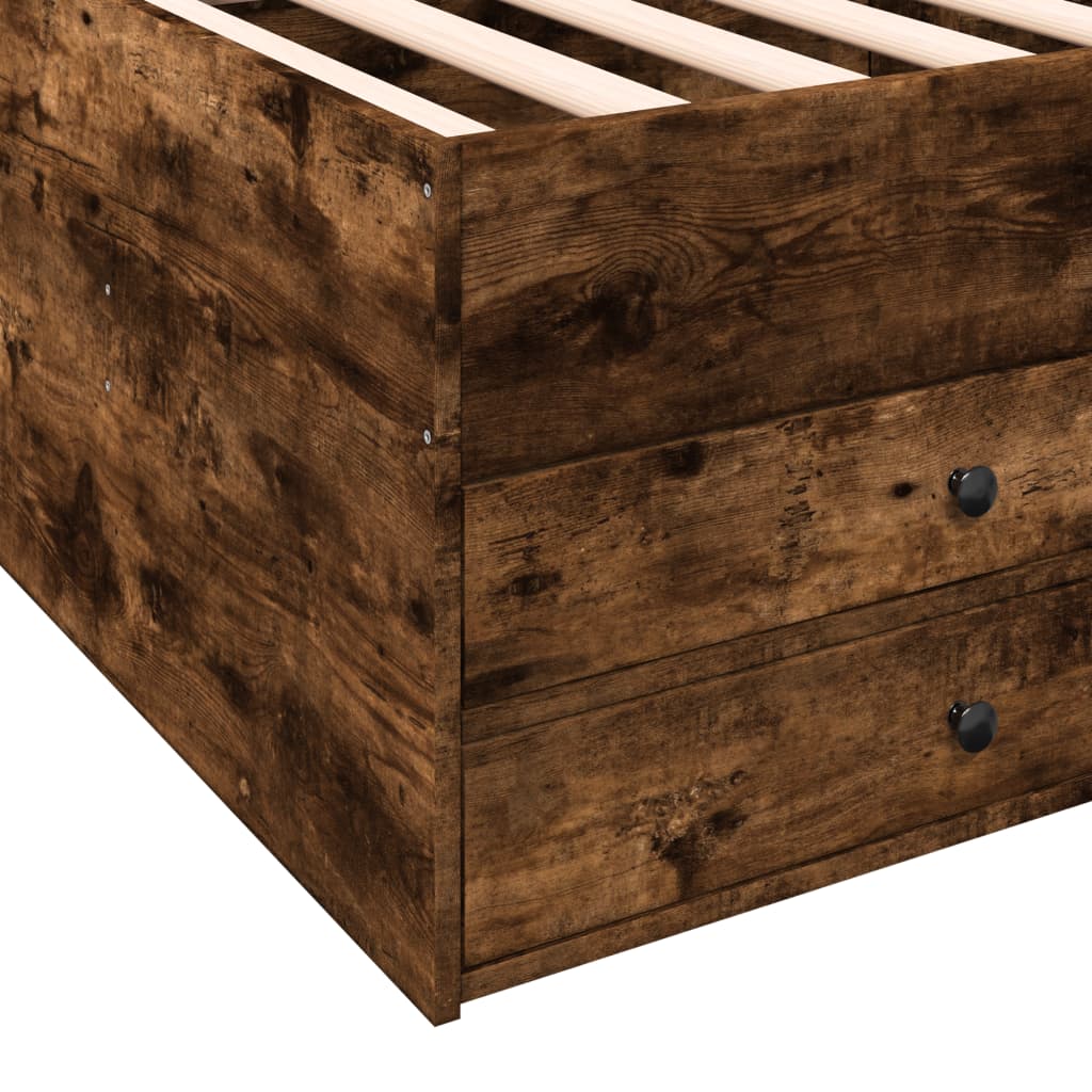 Daybed with Drawers without Mattress Smoked Oak 75x190 cm Small Single