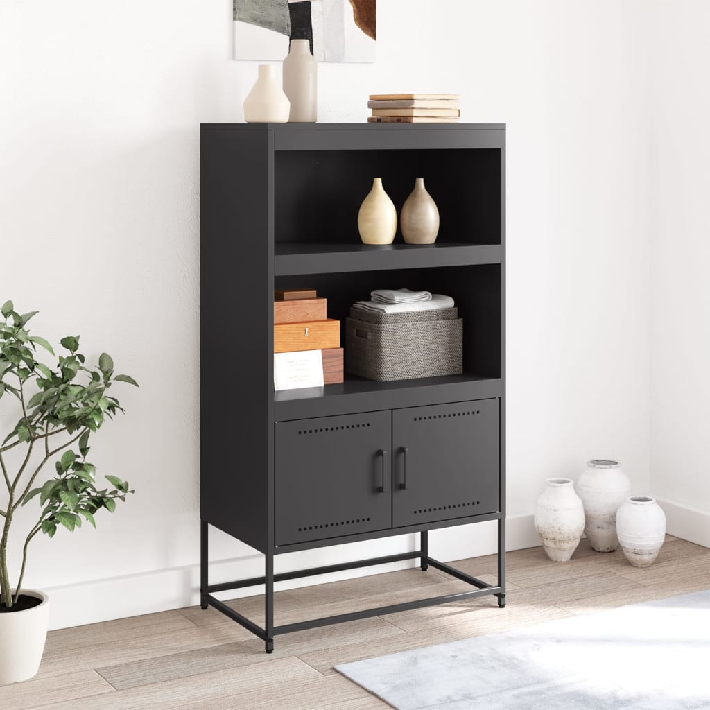 Highboard Black 68.5x38.5x123.5 cm Steel