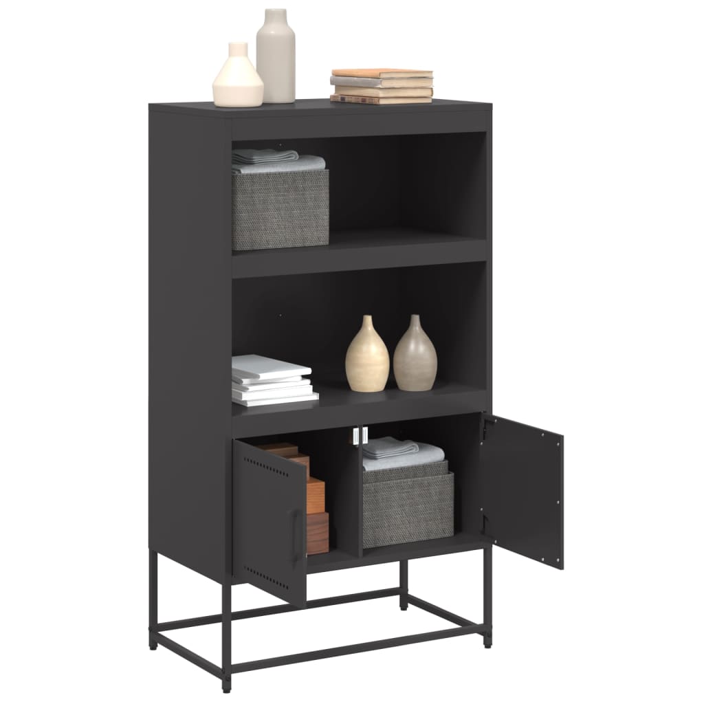 Highboard Black 68.5x38.5x123.5 cm Steel