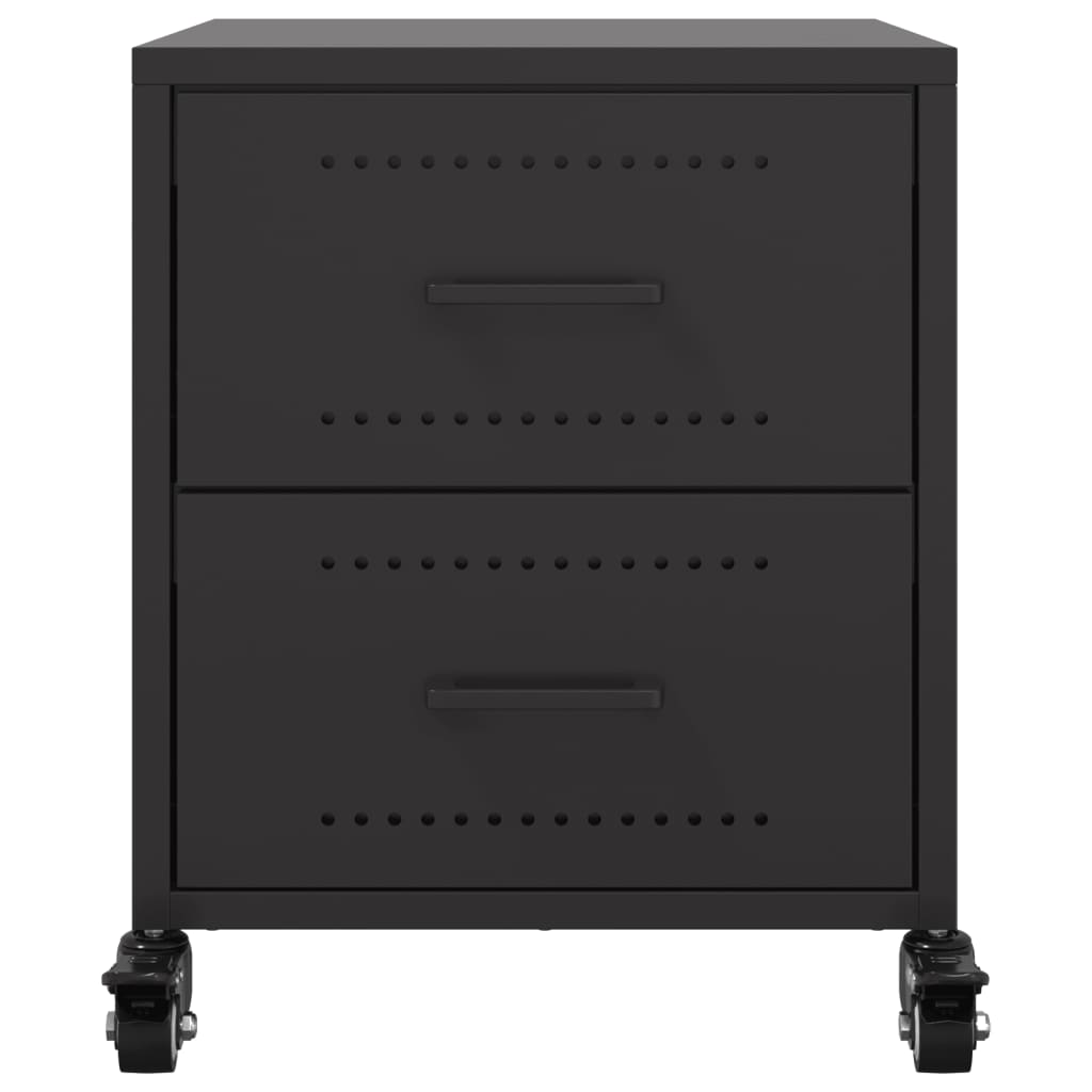 Bedside Cabinet Black 36x39x43.5 cm Steel