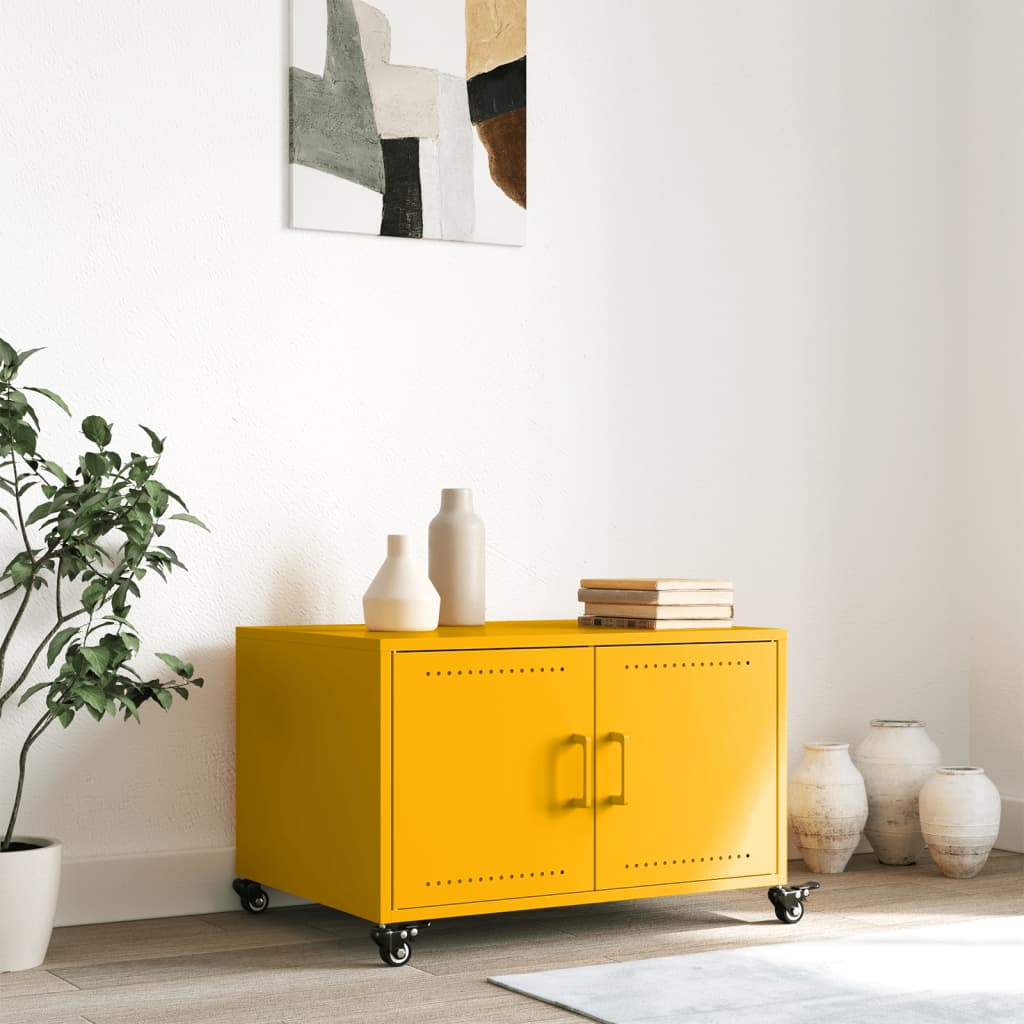Coffee Table Mustard Yellow 68x50x43.5 cm Steel
