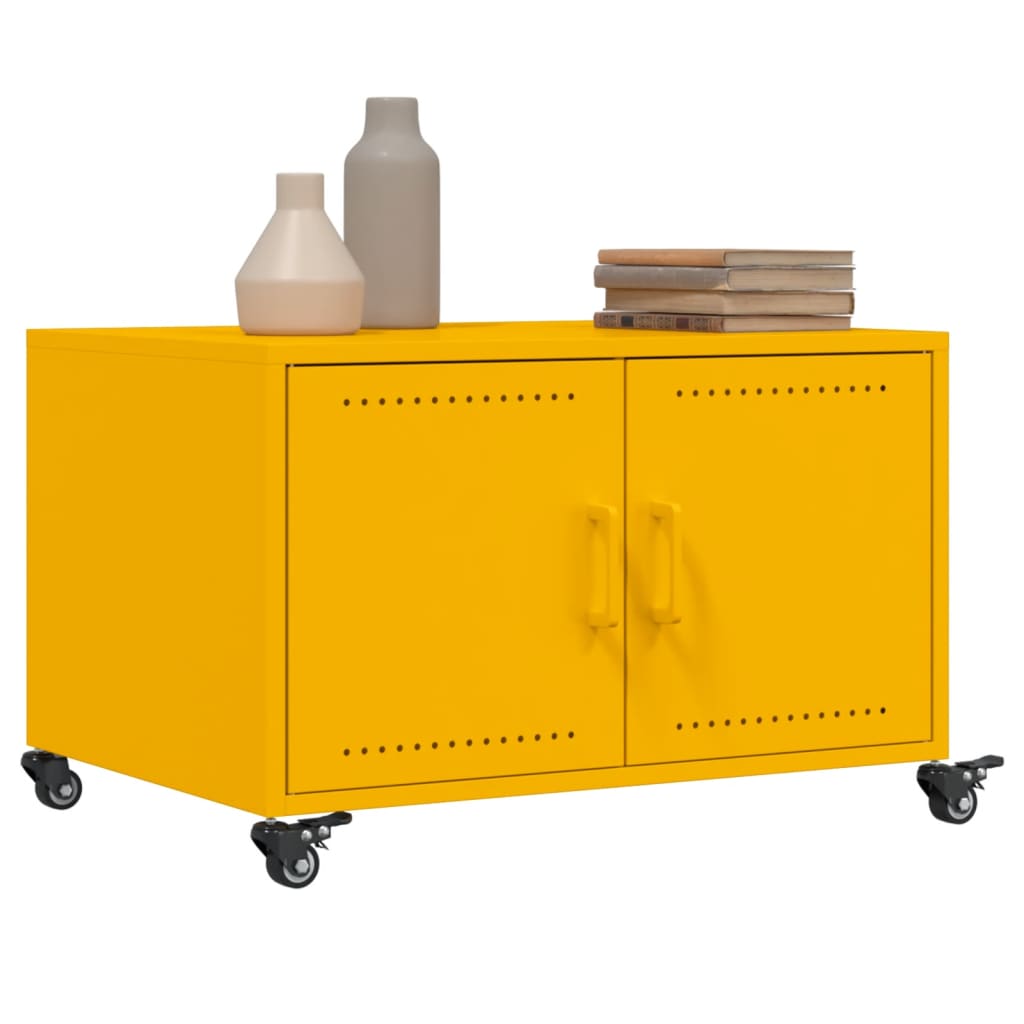 Coffee Table Mustard Yellow 68x50x43.5 cm Steel