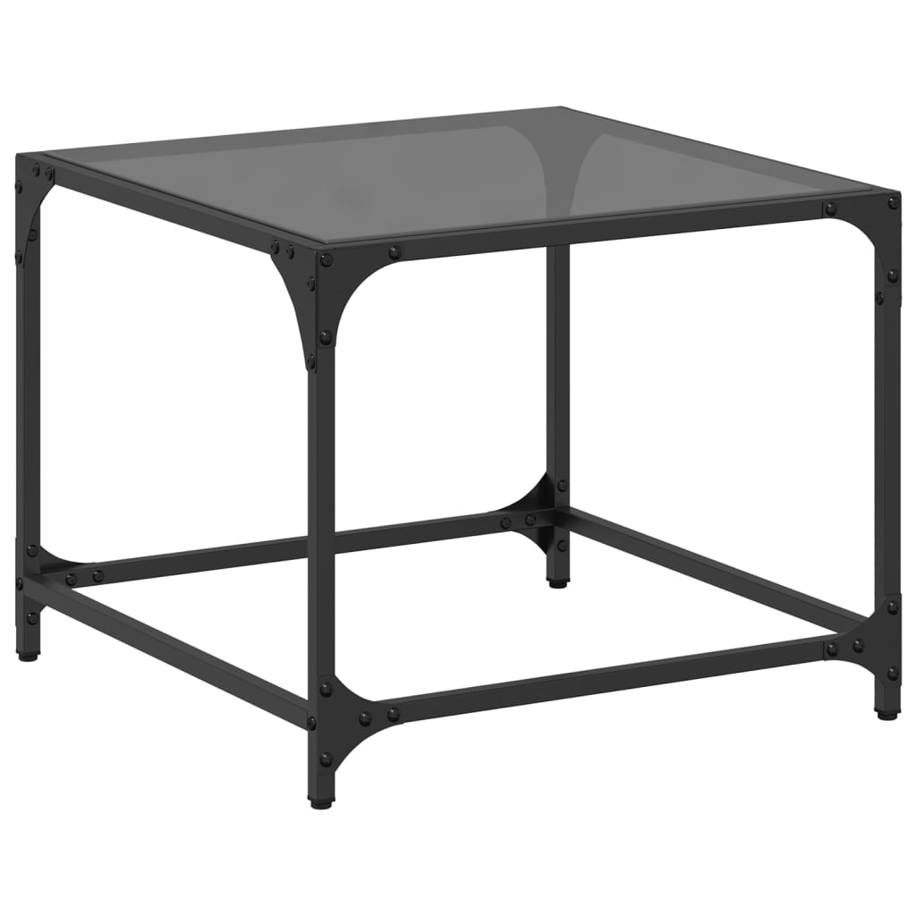 Coffee Table with Black Glass Top 50x50x40 cm Steel