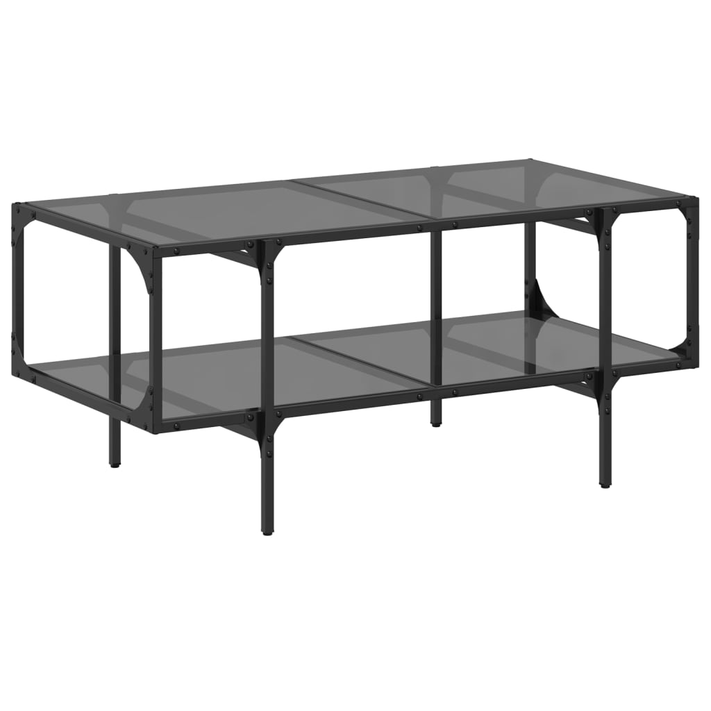 Coffee Table with Black Glass Top 98.5x50x45 cm Steel