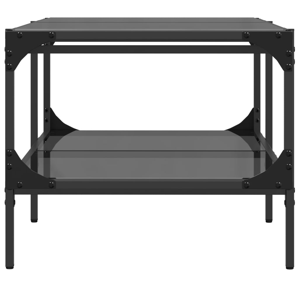 Coffee Table with Black Glass Top 98.5x50x45 cm Steel