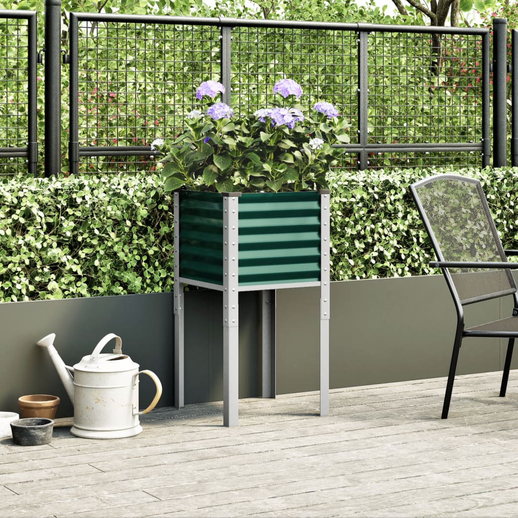 Garden Planter Green 45x45x88 cm Steel