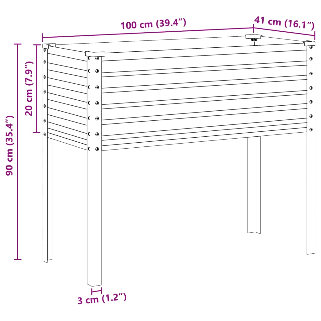 Garden Planter Grey 100x45x90 cm Steel