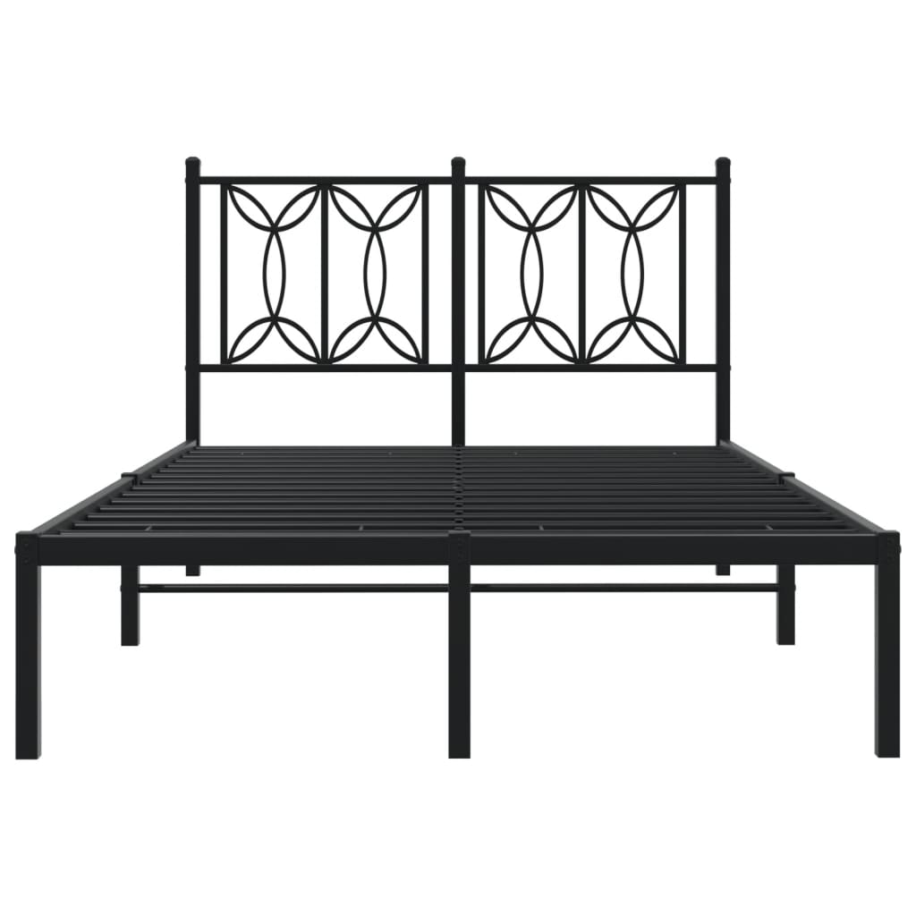 Metal Bed Frame without Mattress with Headboard Black 120x190cm