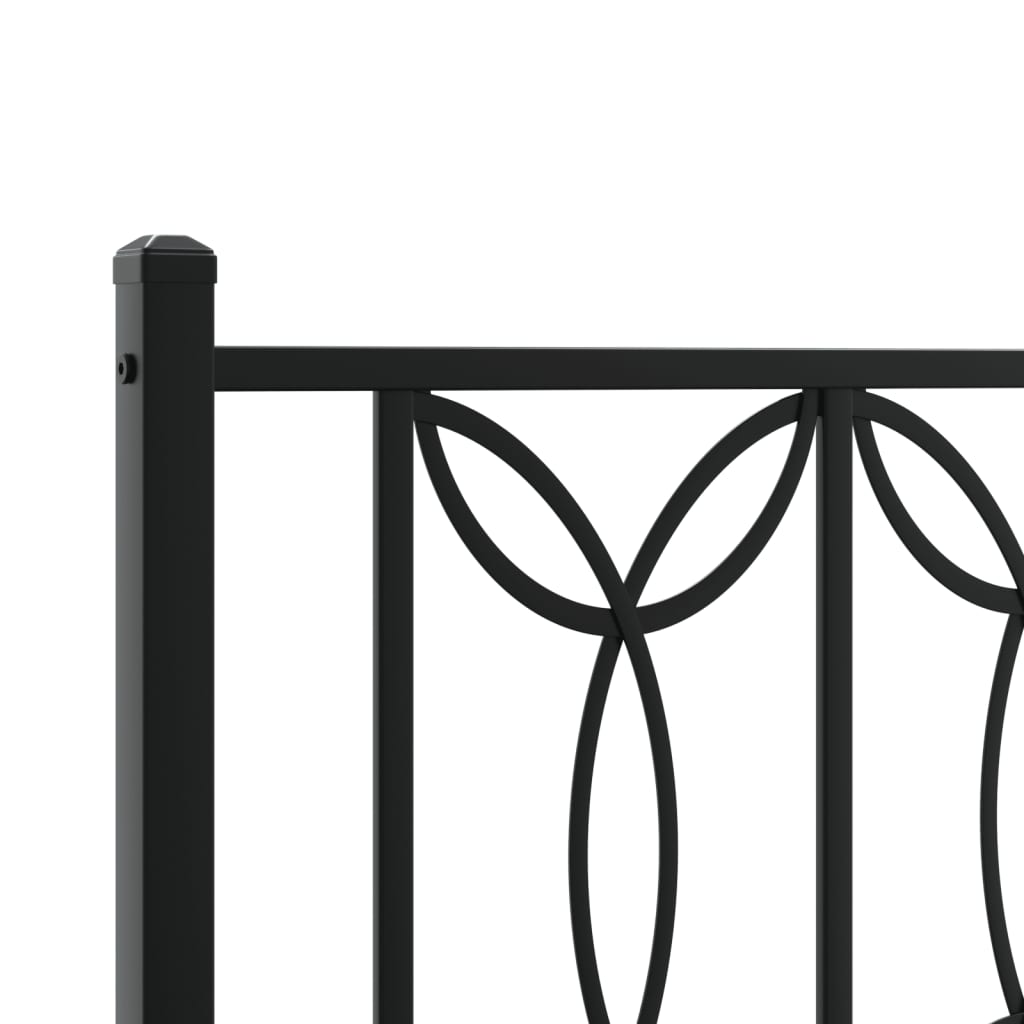 Metal Bed Frame without Mattress with Headboard Black 120x190cm