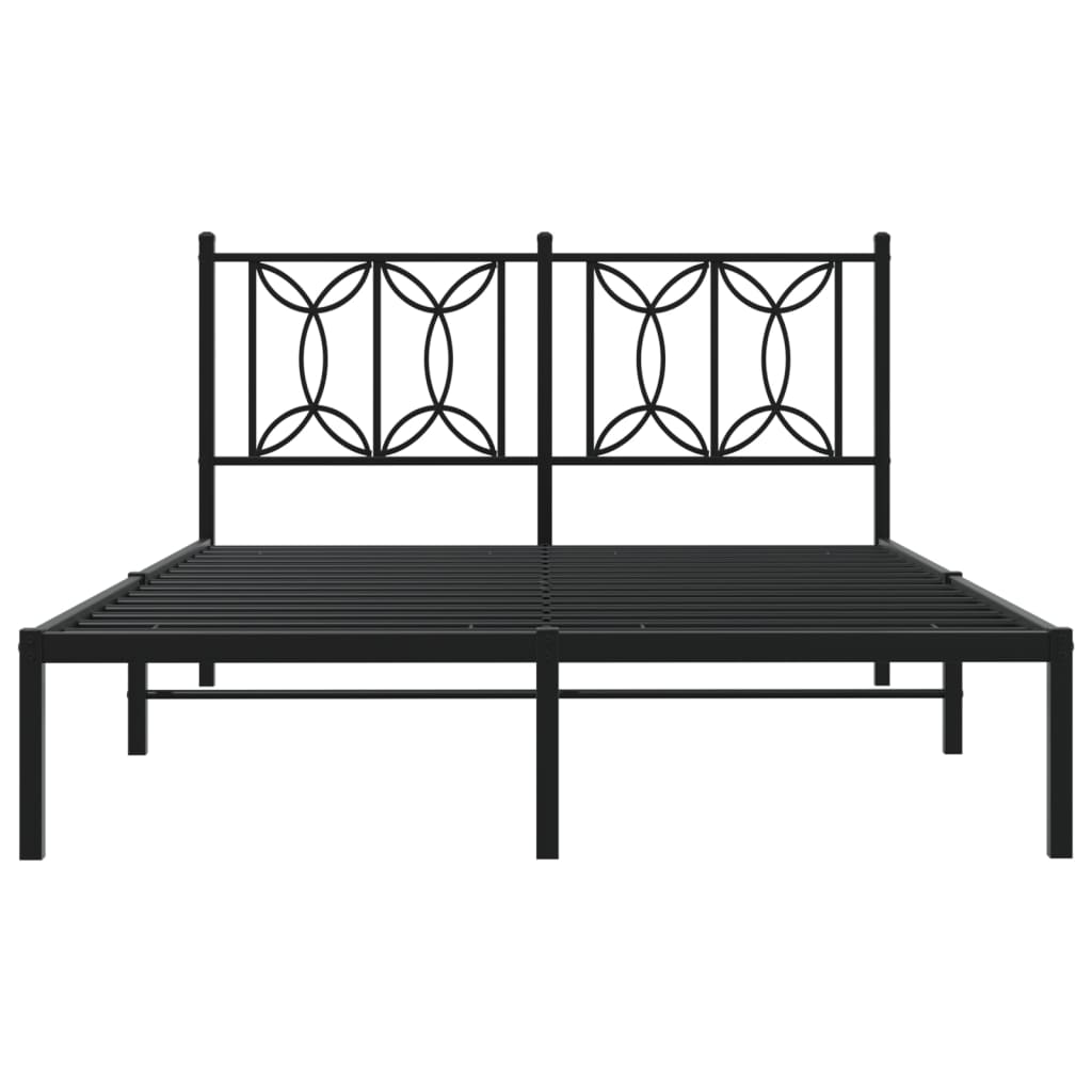 Metal Bed Frame without Mattress with Headboard Black 140x190cm