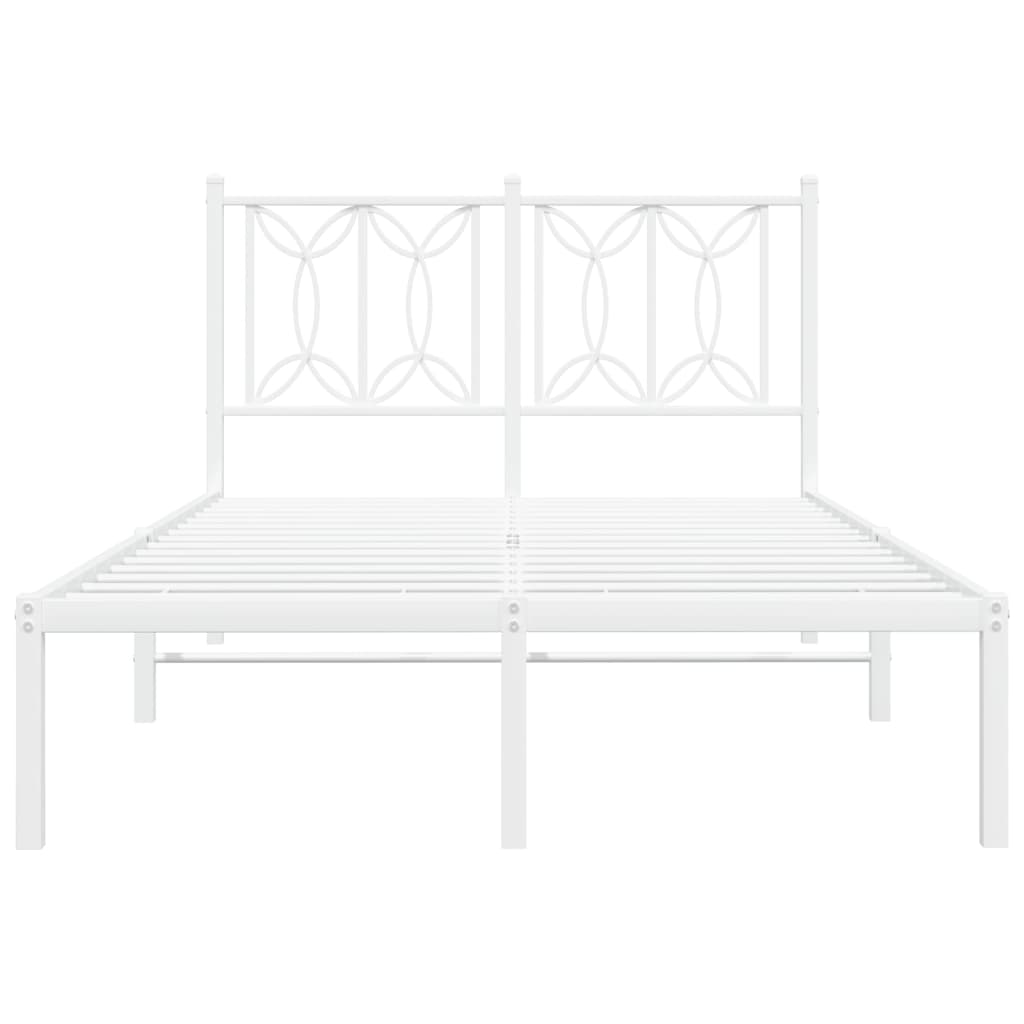 Metal Bed Frame without Mattress with Headboard White 120x190cm