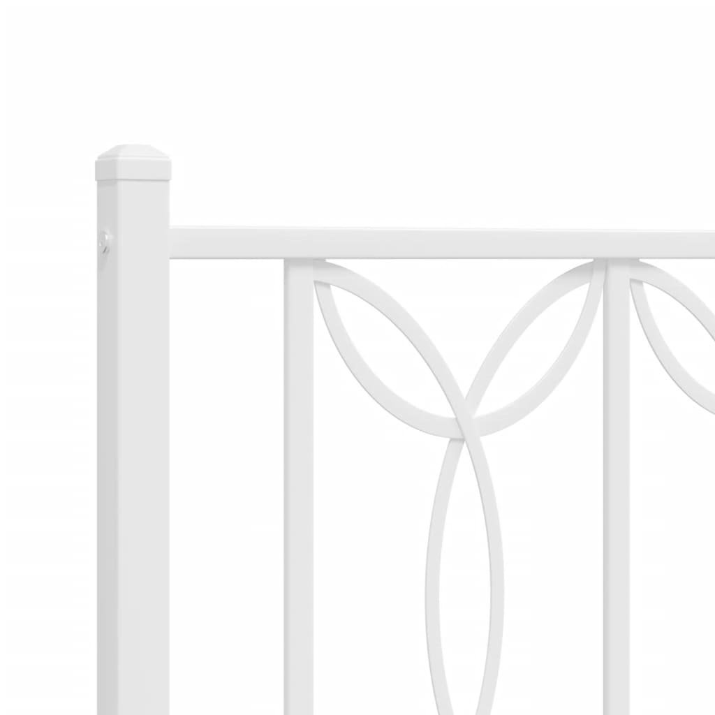 Metal Bed Frame without Mattress with Headboard White 120x190cm