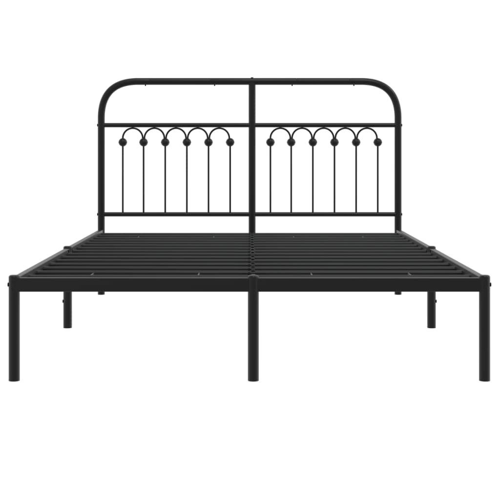Metal Bed Frame without Mattress with Headboard Black 140x200cm