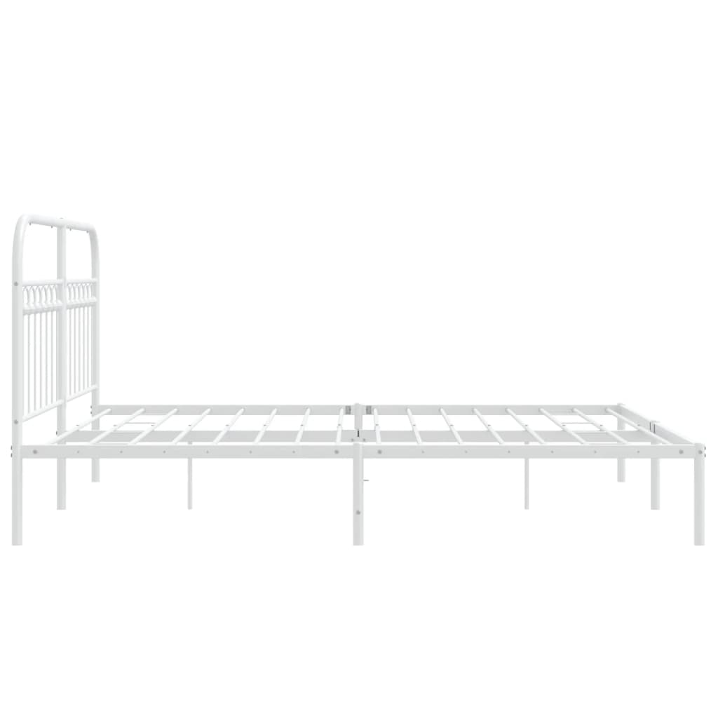 Metal Bed Frame without Mattress with Headboard White 160x200cm