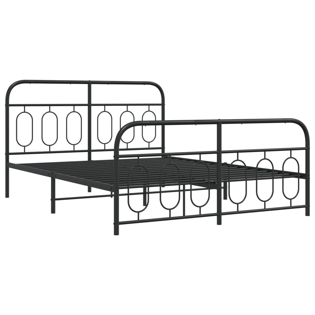 Metal Bed Frame without Mattress with Footboard Black 135x190cm