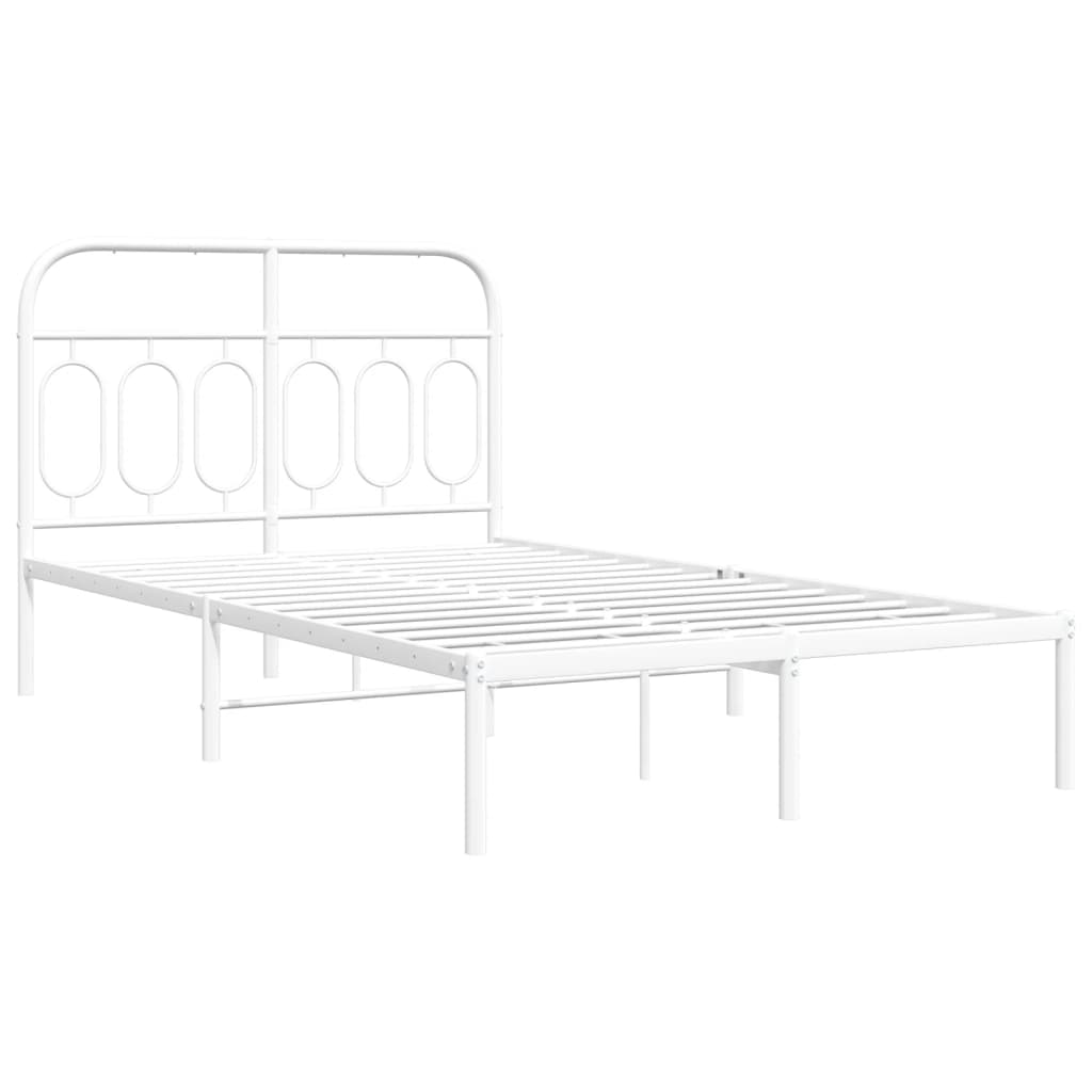 Metal Bed Frame without Mattress with Headboard White 120x200cm