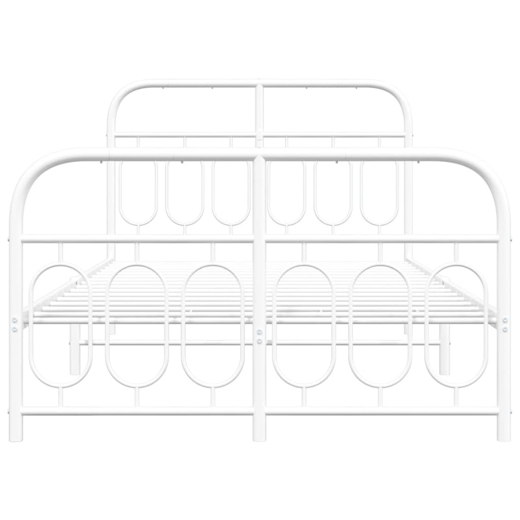 Metal Bed Frame without Mattress with Footboard White 120x190cm
