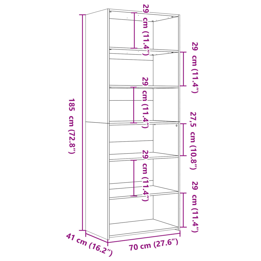 Highboard Concrete Grey 70x41x185 cm Engineered Wood