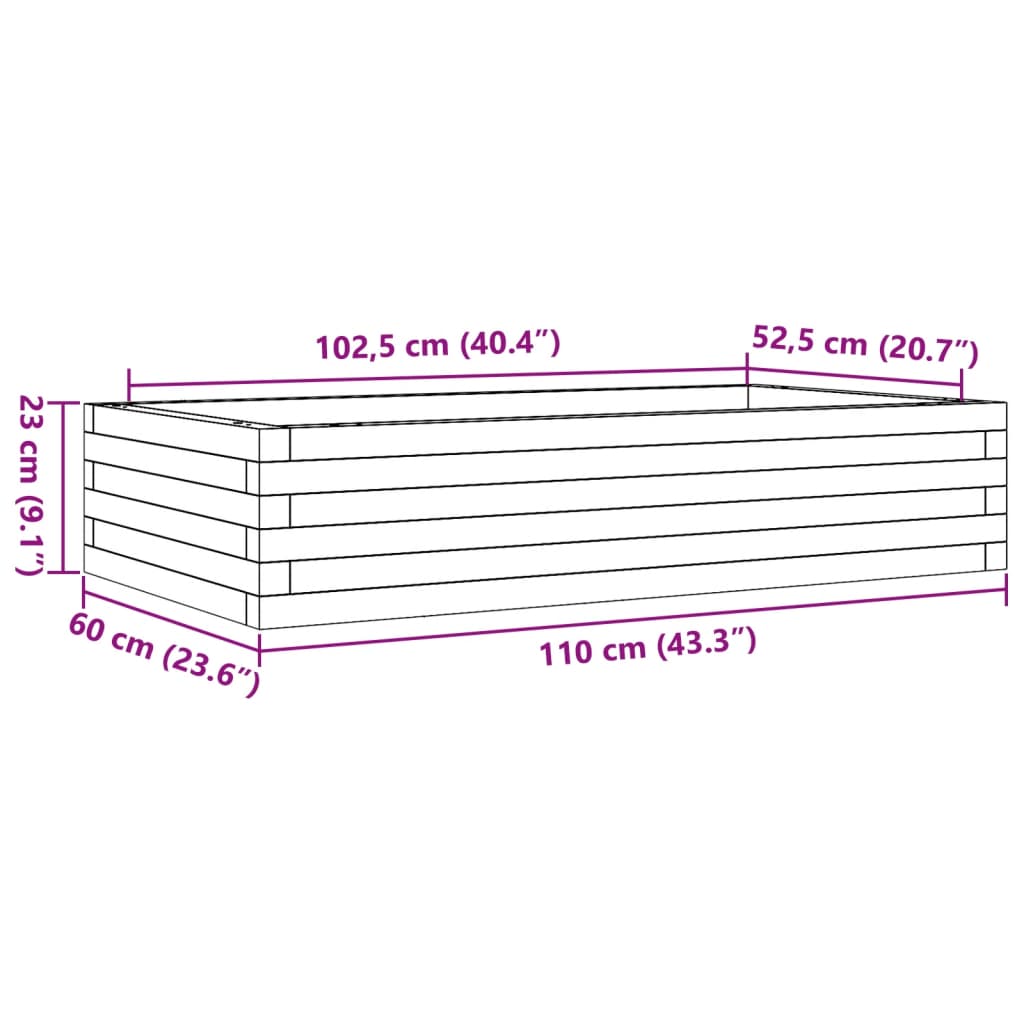 Garden Planter Wax Brown 110x60x23 cm Solid Wood Pine