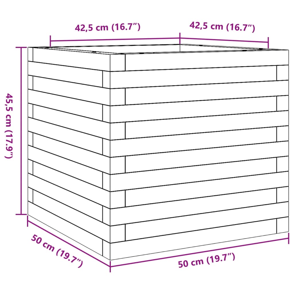 Garden Planter Wax Brown 50x50x45.5 cm Solid Wood Pine