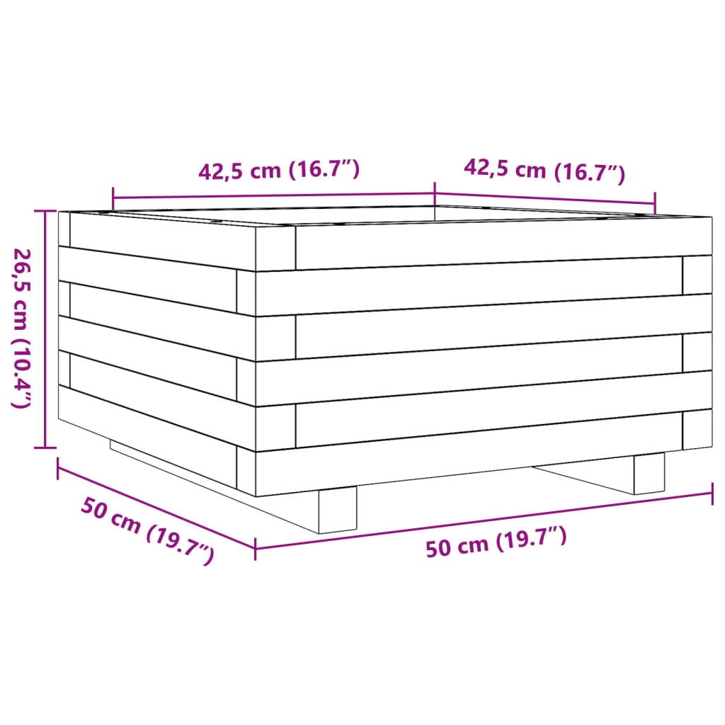 Garden Planter Wax Brown 50x50x26.5 cm Solid Wood Pine