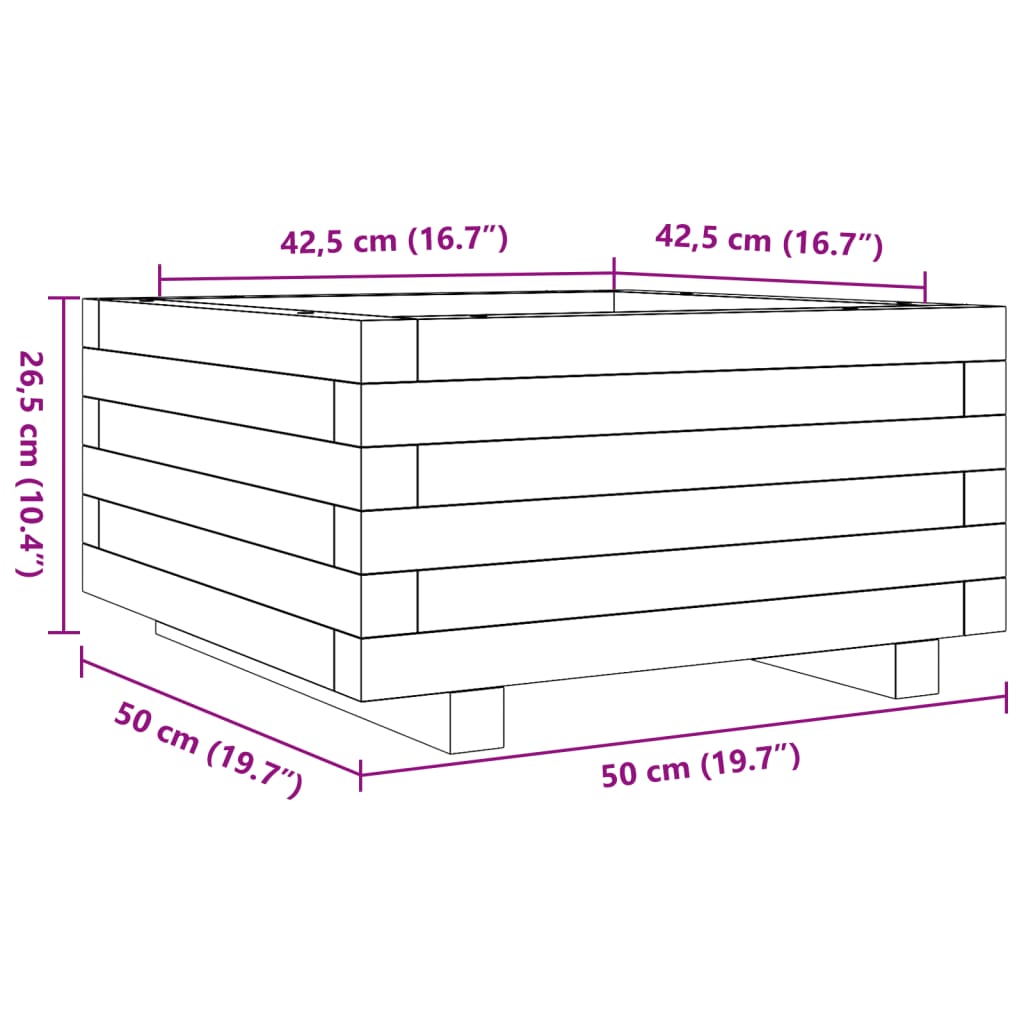 Garden Planter 50x50x26.5 cm Impregnated Wood Pine