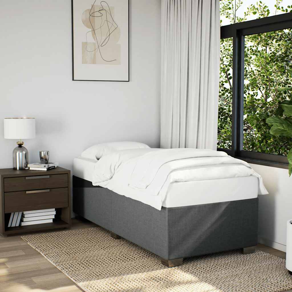 Bed Frame without Mattress Dark Grey Single Fabric