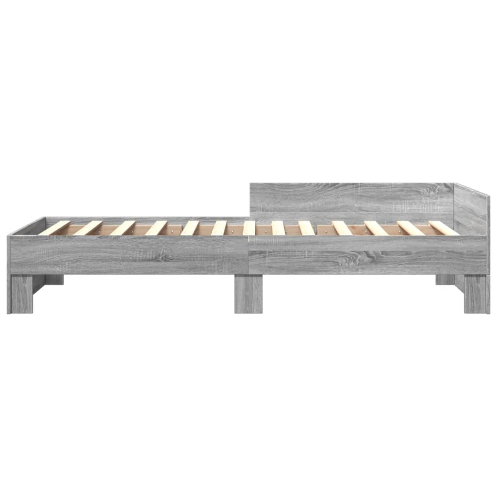 Bed Frame without Mattress Grey Sonoma 75x190 cm Small Single Engineered Wood