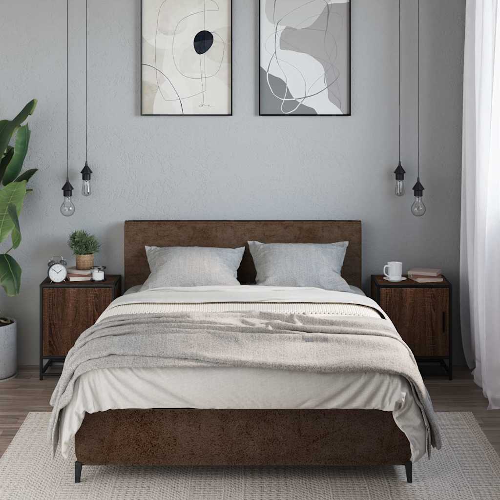 Bedside Cabinets 2 pcs Brown Oak 40x31x50 cm Engineered Wood and Metal