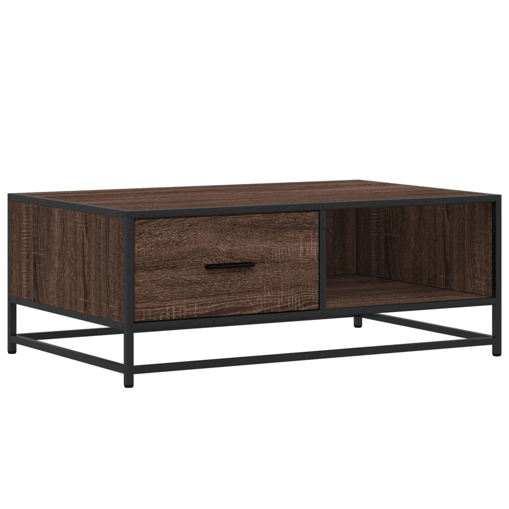 Coffee Table Brown Oak 90x57x35 cm Engineered Wood and Metal
