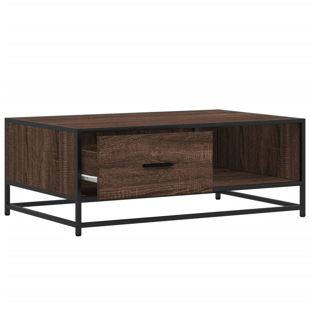Coffee Table Brown Oak 90x57x35 cm Engineered Wood and Metal