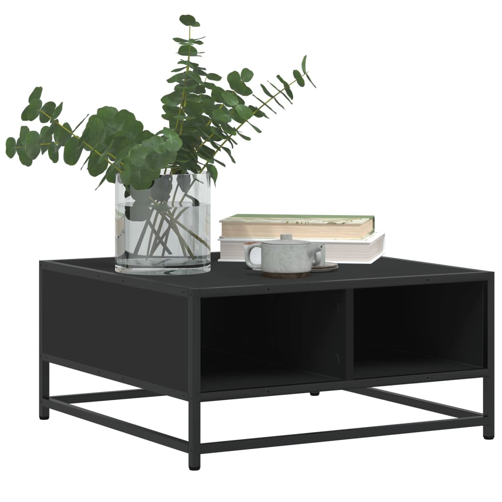 Coffee Table Black 60.5x60.5x30 cm Engineered Wood and Metal
