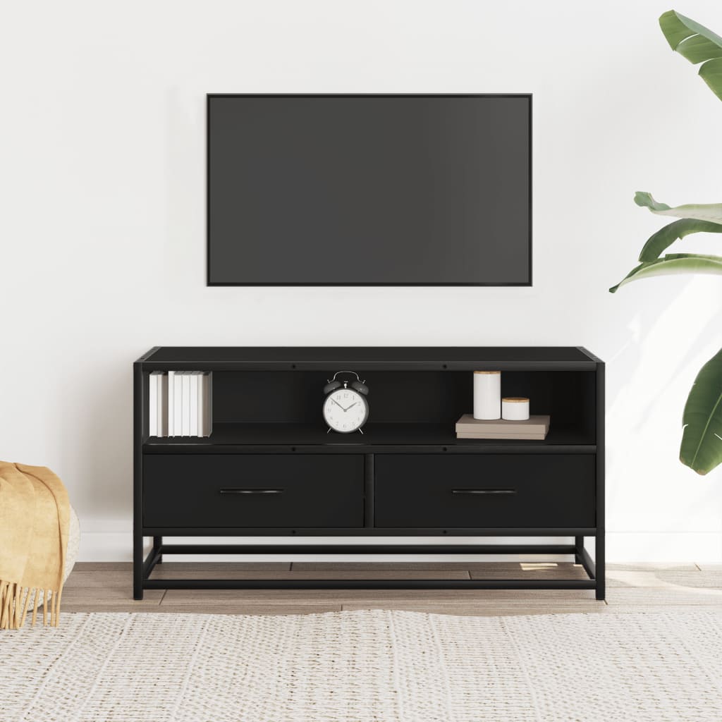 TV Cabinet Black 80x34.5x40 cm Engineered Wood and Metal