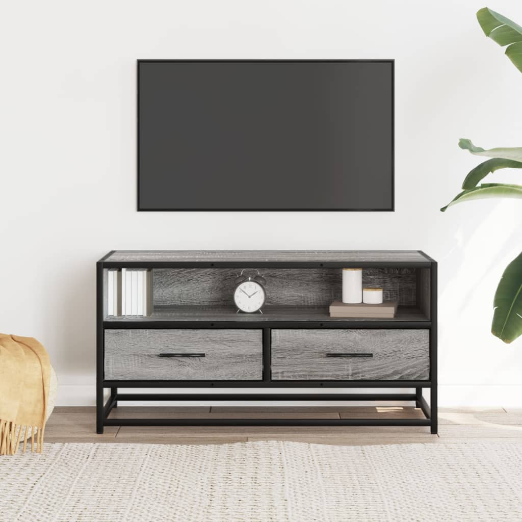 TV Cabinet Grey Sonoma 80x34.5x40 cm Engineered Wood and Metal