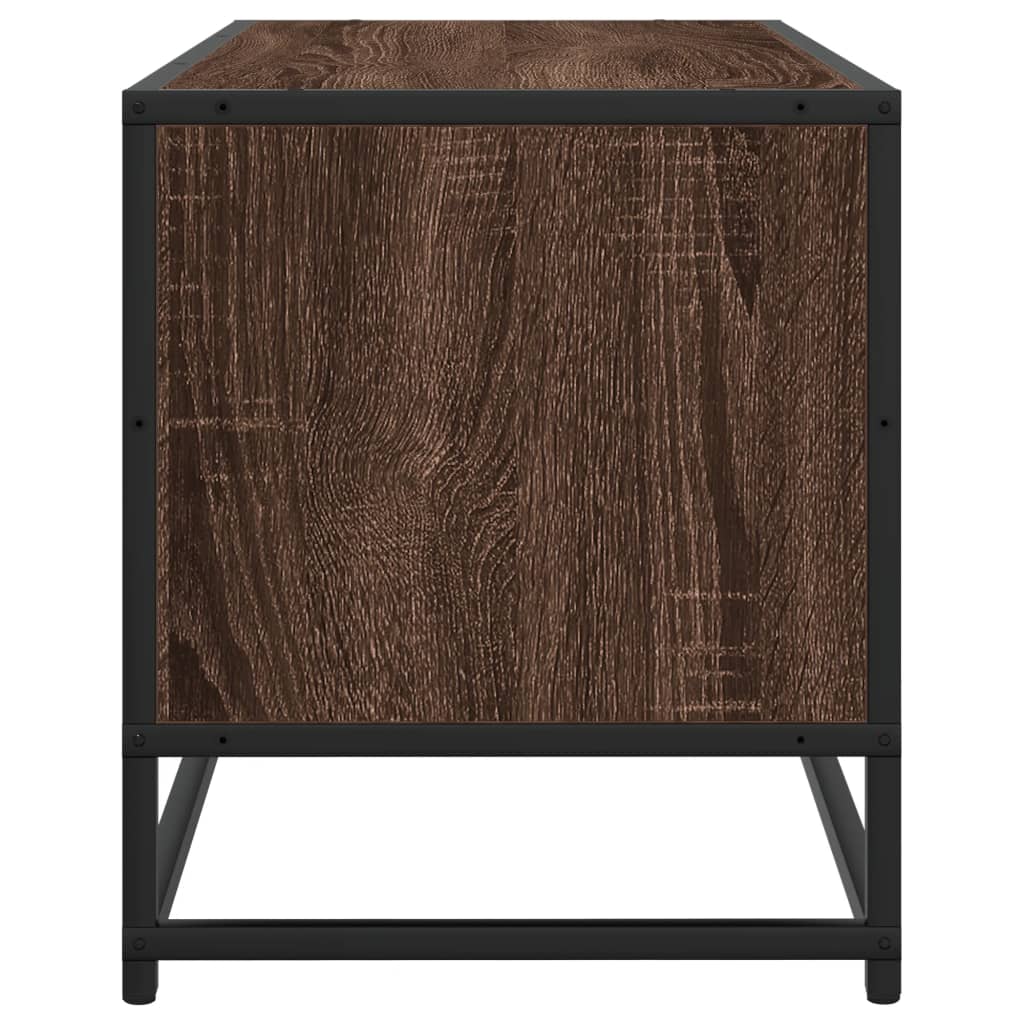 TV Cabinet Brown Oak 80x34.5x40 cm Engineered Wood and Metal