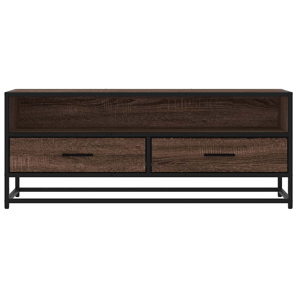 TV Cabinet Brown Oak 100x34.5x40 cm Engineered Wood and Metal