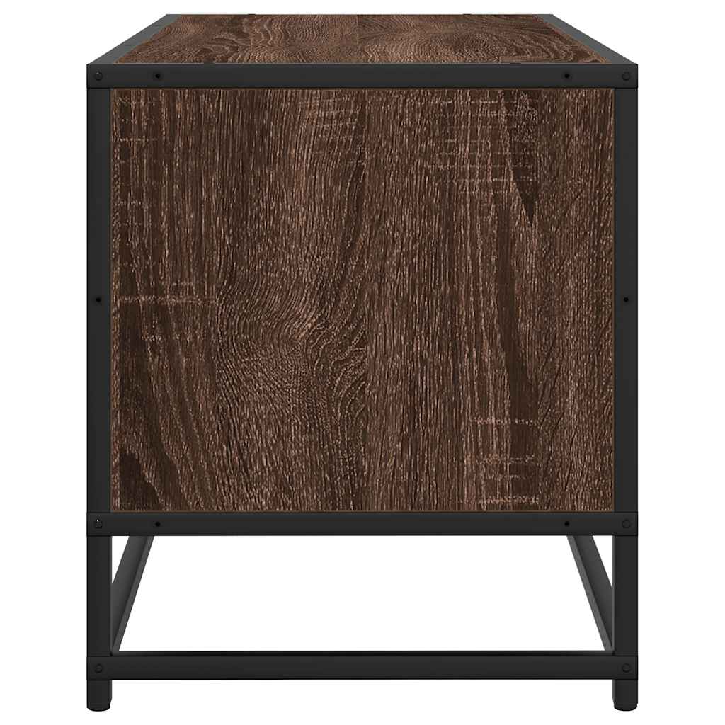TV Cabinet Brown Oak 100x34.5x40 cm Engineered Wood and Metal