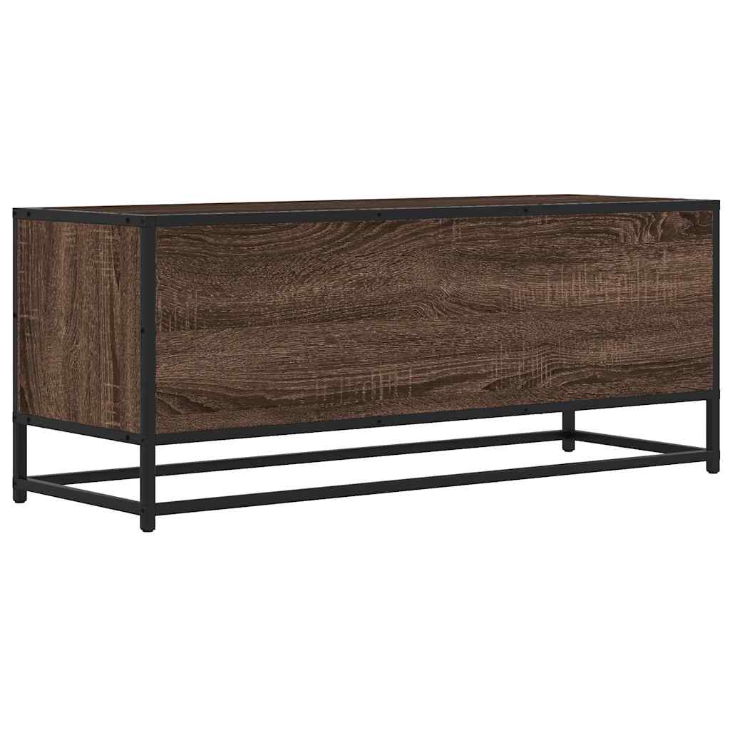 TV Cabinet Brown Oak 100x34.5x40 cm Engineered Wood and Metal