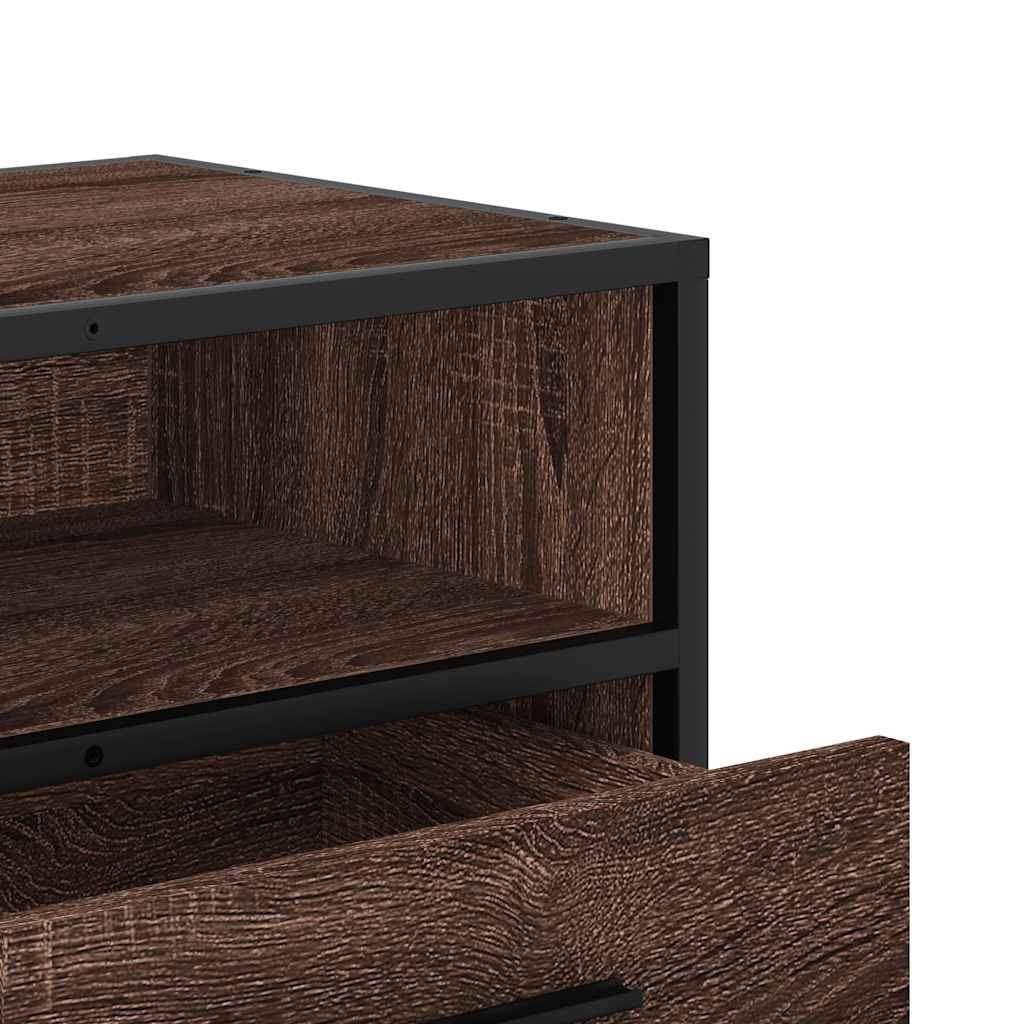 TV Cabinet Brown Oak 100x34.5x40 cm Engineered Wood and Metal