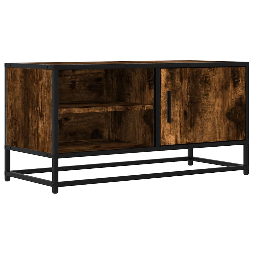 TV Cabinet Smoked Oak 80x34.5x40 cm Engineered Wood and Metal